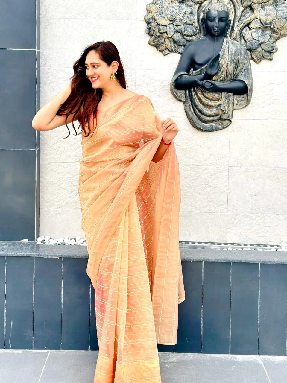 Golden tissue saree