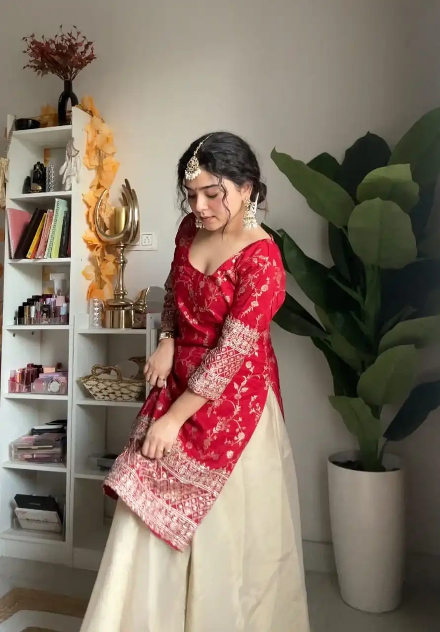 Red Banarsi Sharara Set