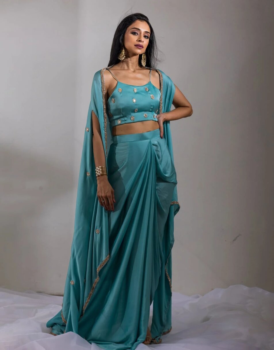 Blue dhoti set