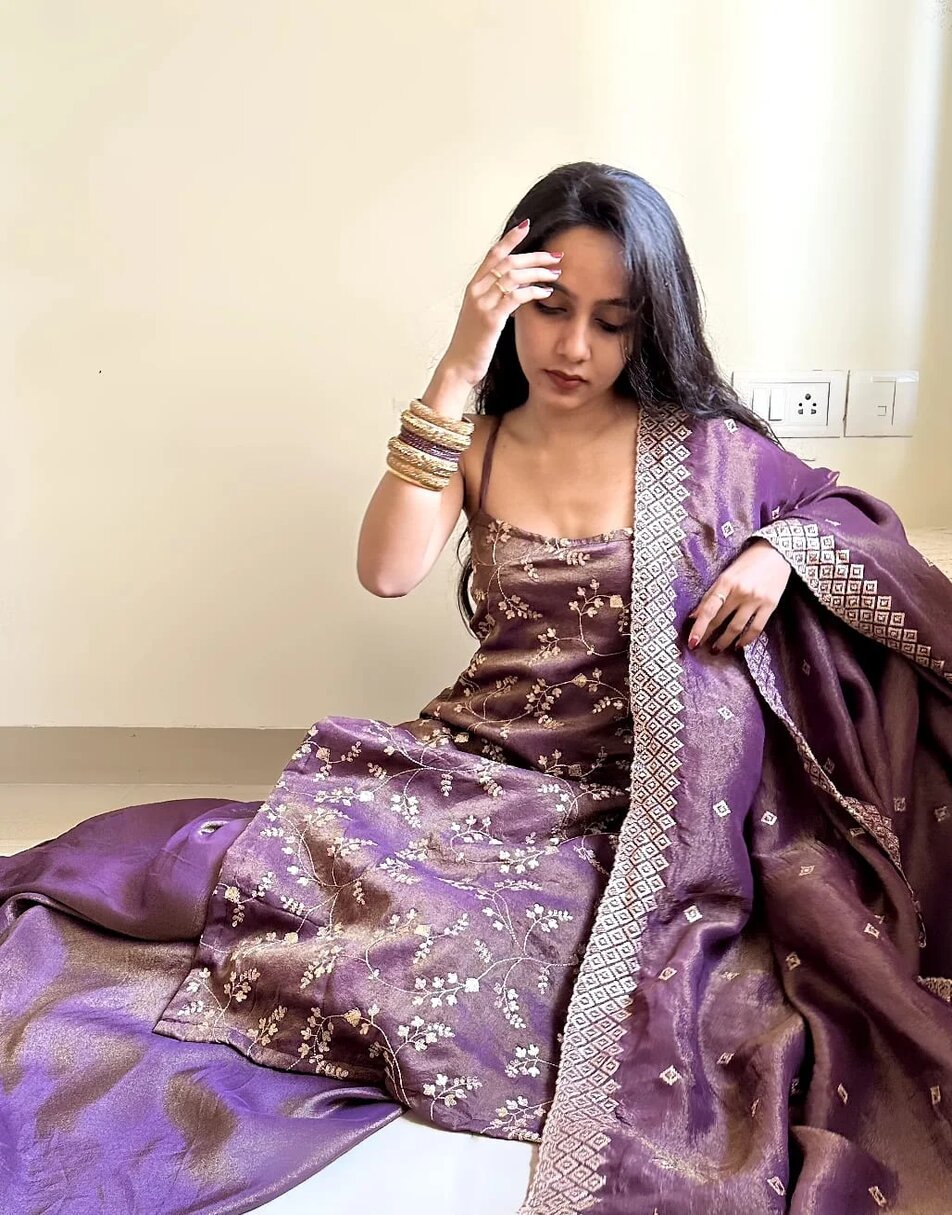 Purple tissue sharara set