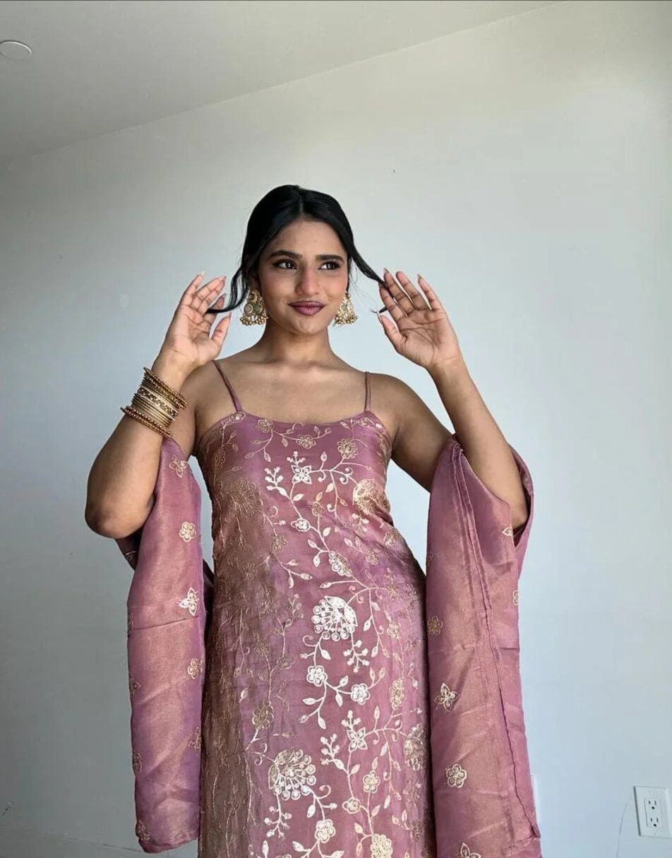 Mauve tissue sharara set