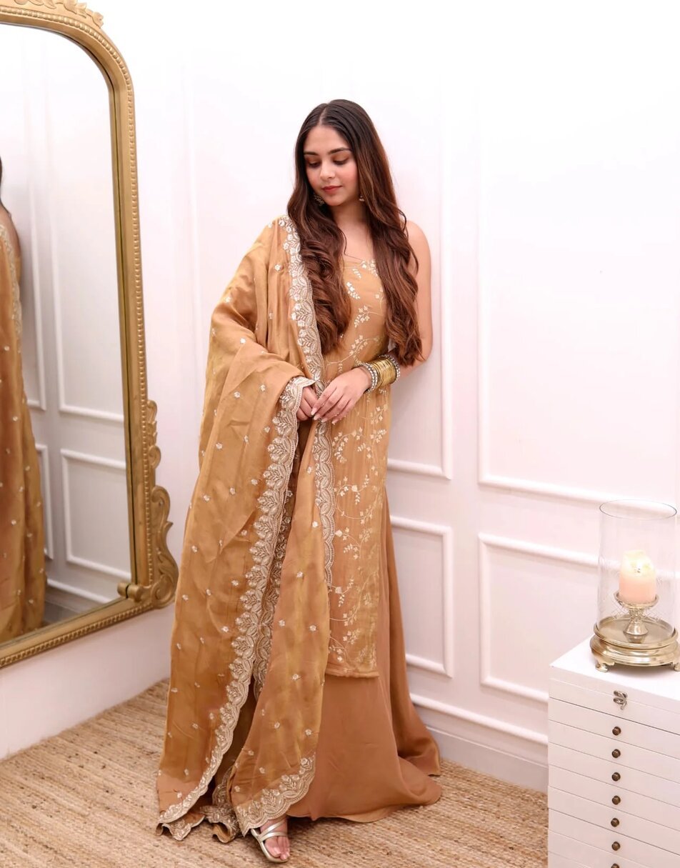 Golden Sharara Suit