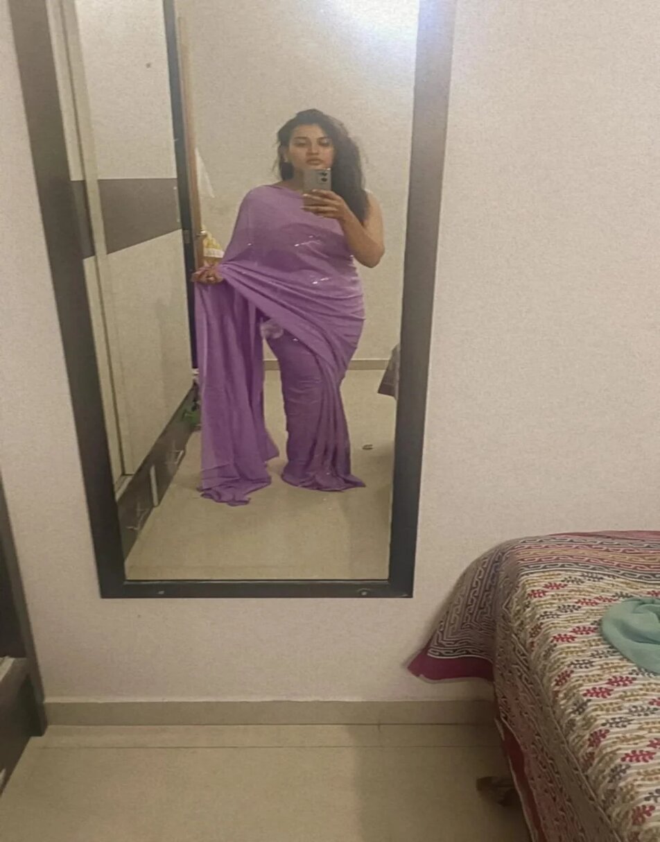 Purple Georgette Sequin Saree