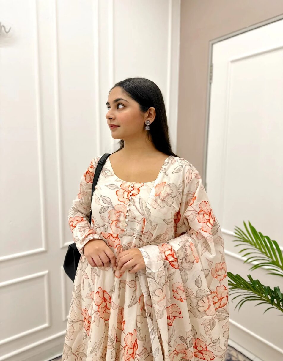 Floral Printed Anarkali Suit