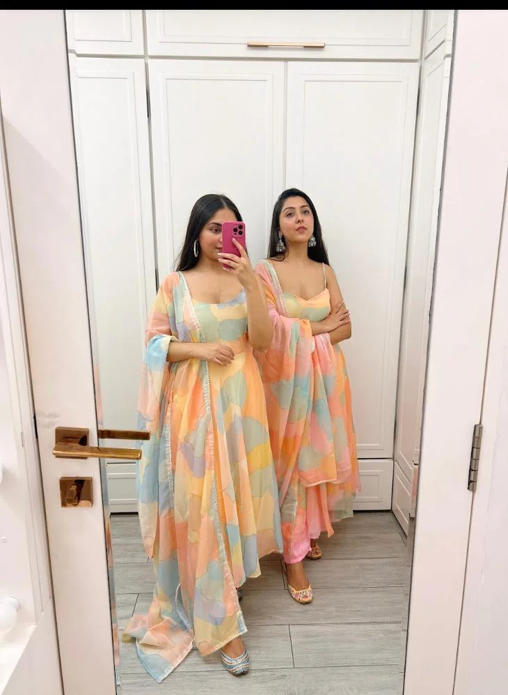 Candy Colour Pop Organza Suit