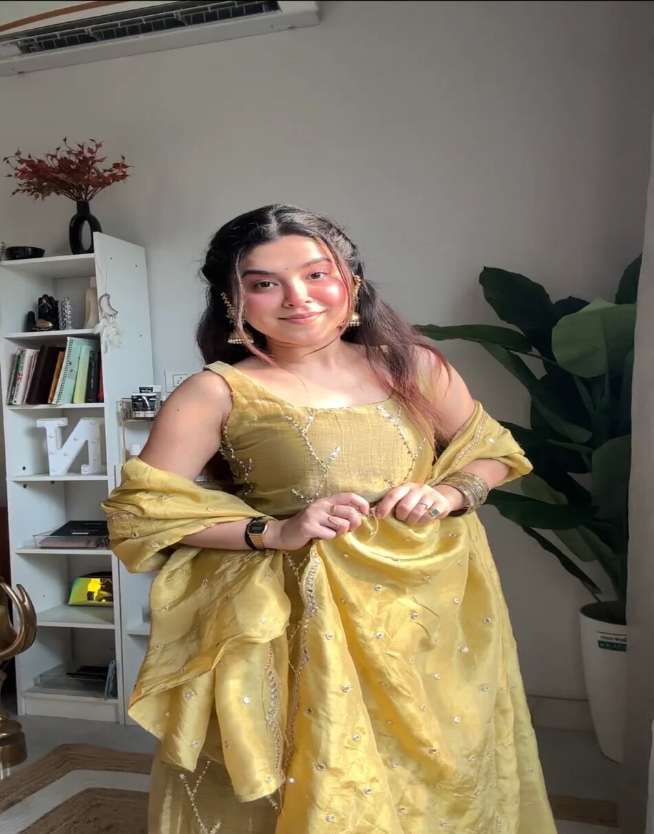 Yellow Zari Tissue Sharara Set