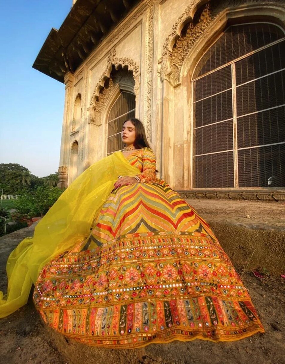 Yellow Embroidered Lehenga