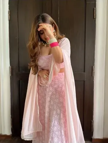 Pink Emroidered Lehenga