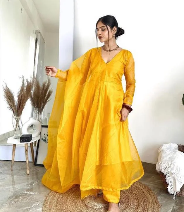Yellow Organza Suit
