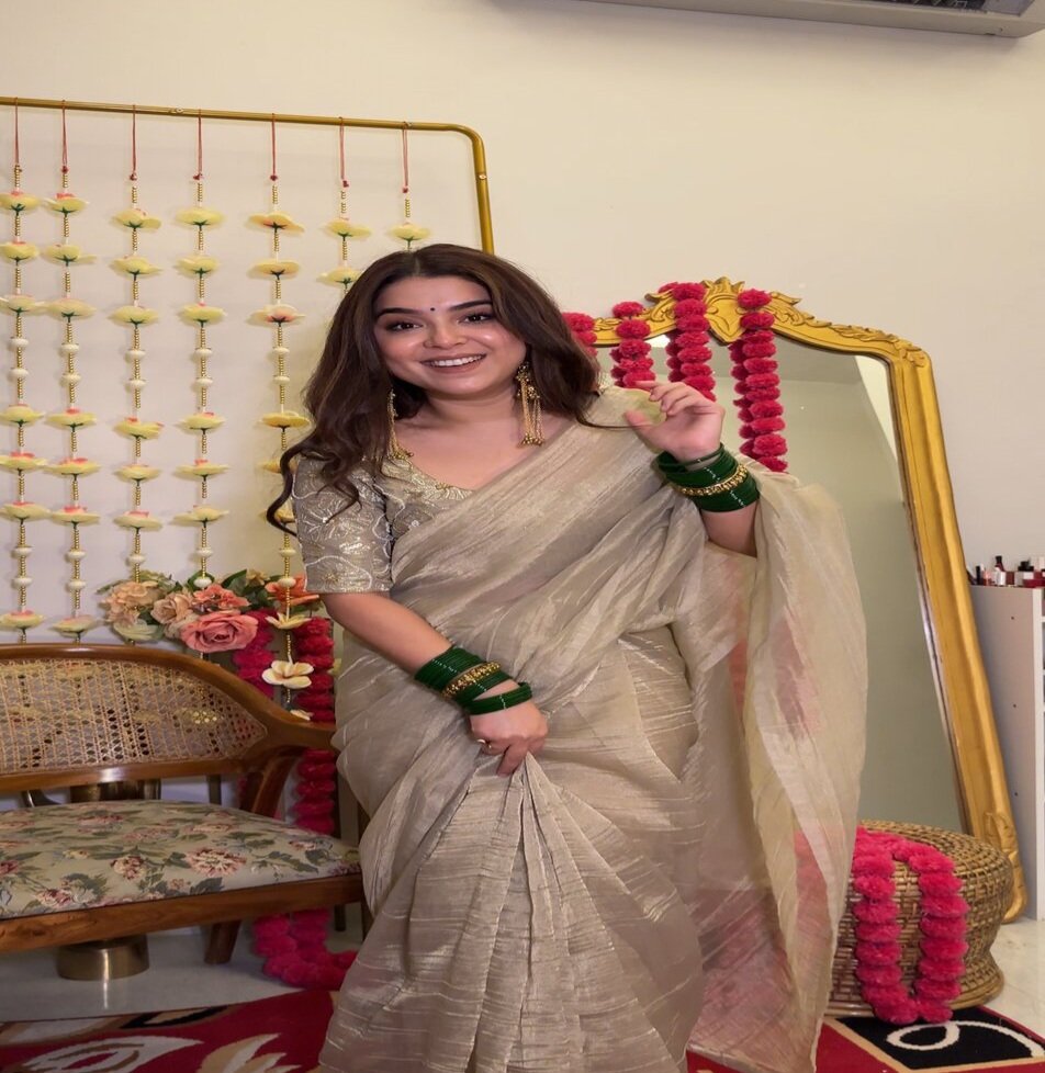 Meera zari tissue saree with embellished blouse