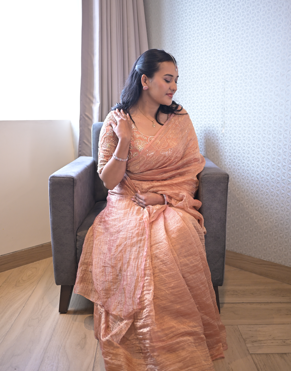 Meera zari saree in rustic shade