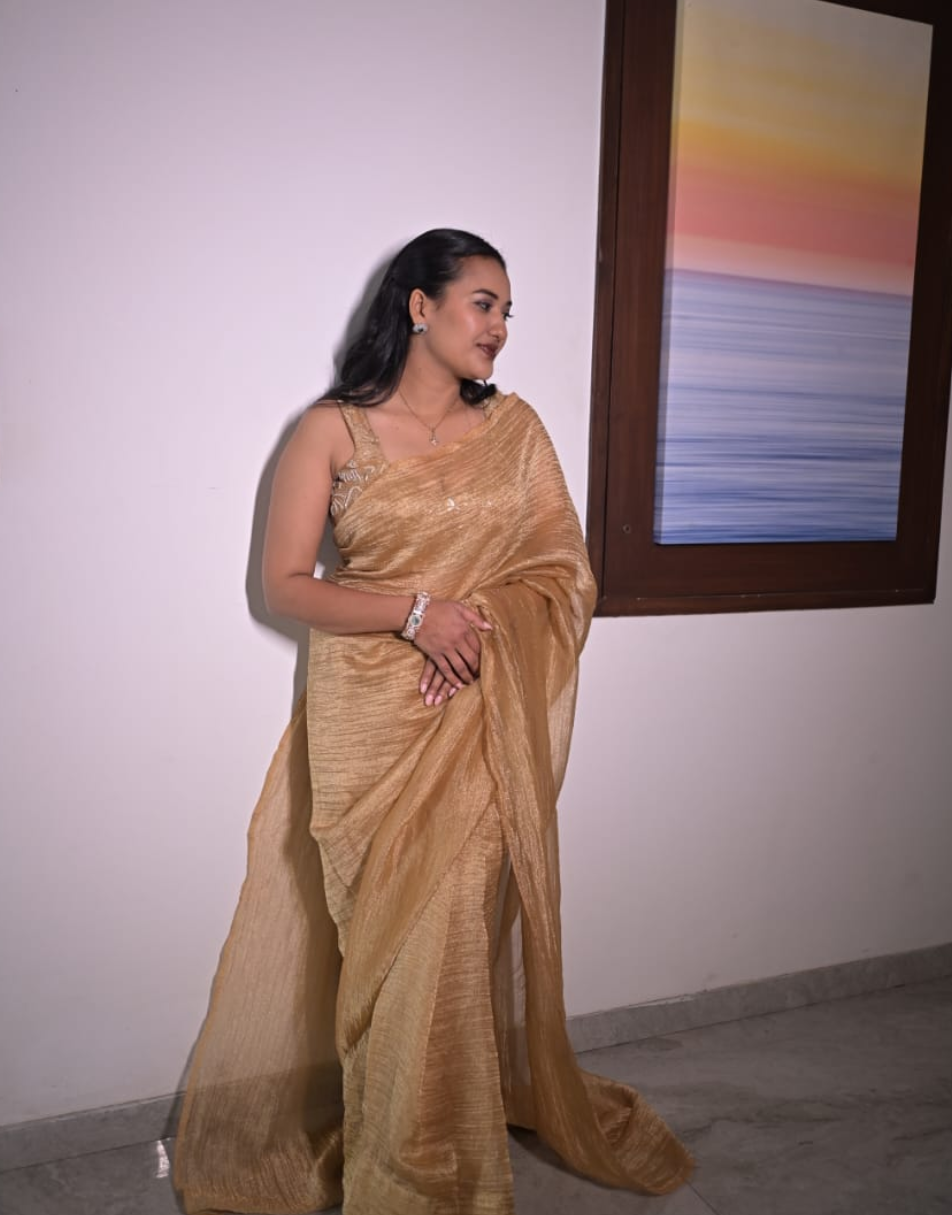 Golden Meera zari saree