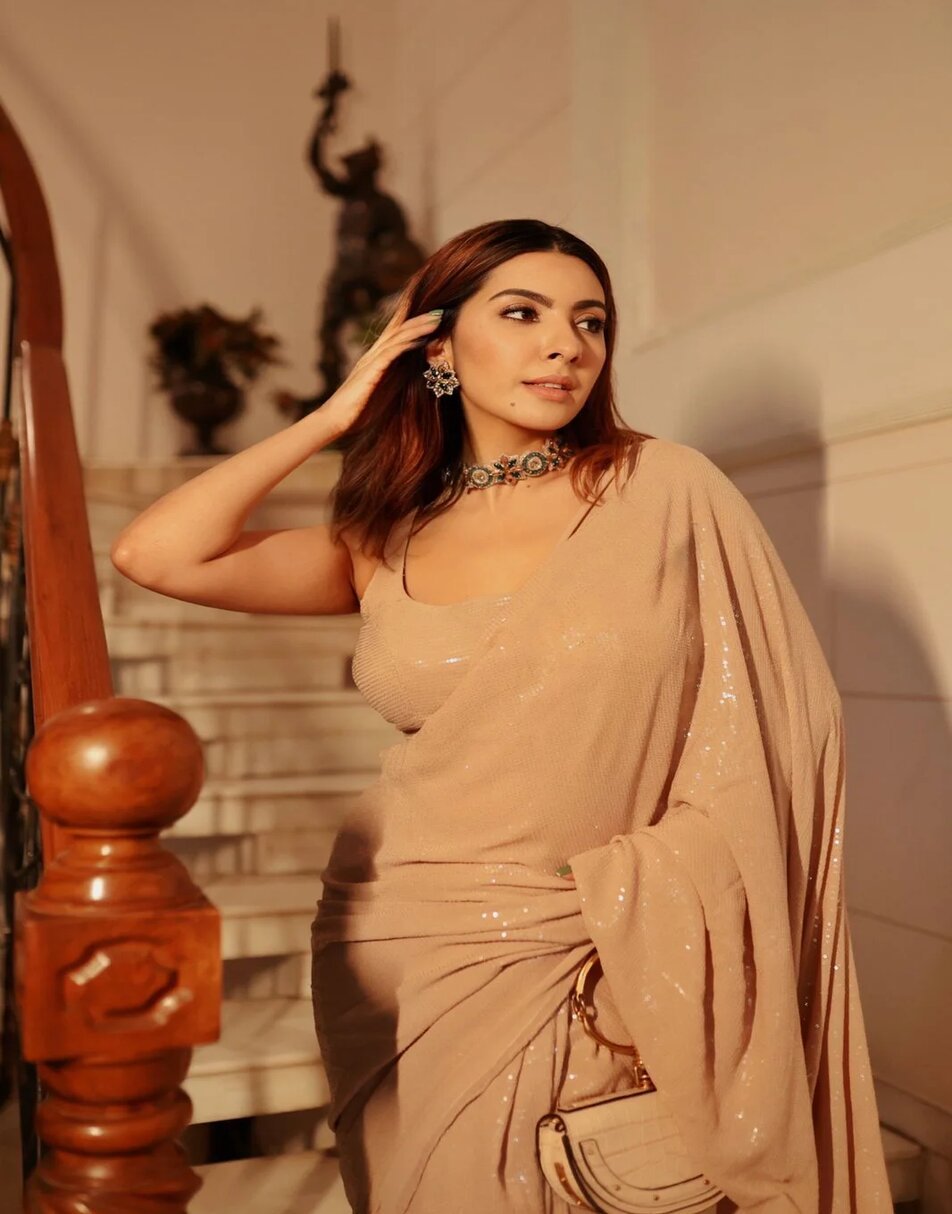 Champagne Sequin Saree