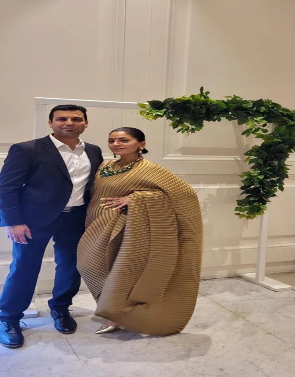 Golden Pleated Saree