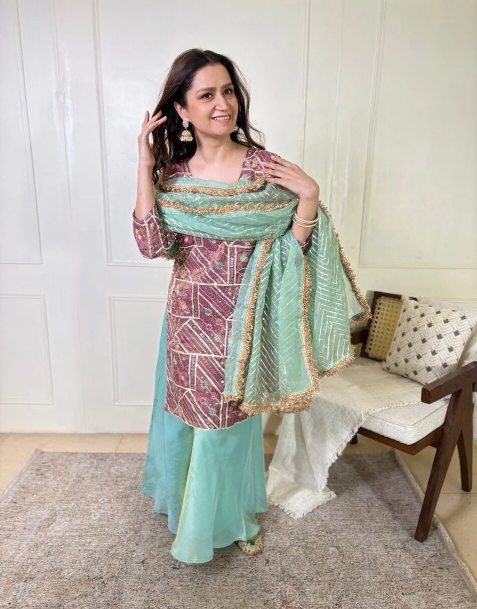 Purple Ranjha Sharara Set