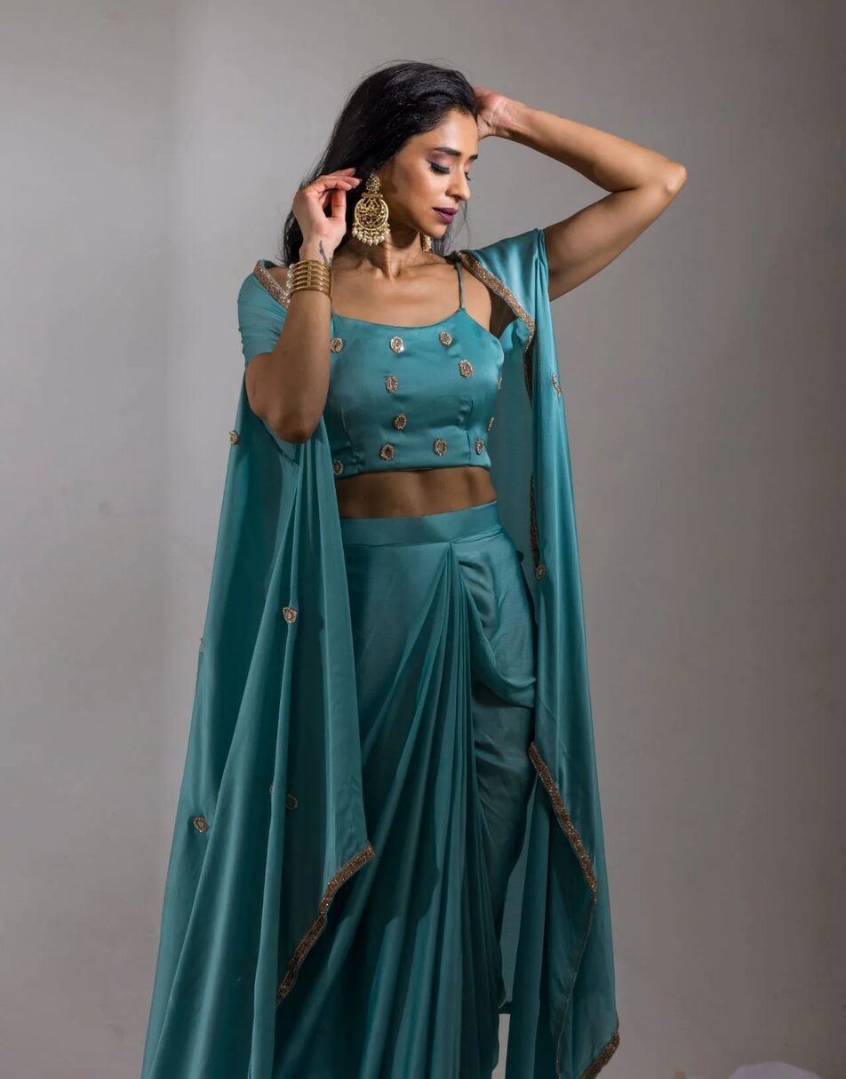 Blue dhoti set