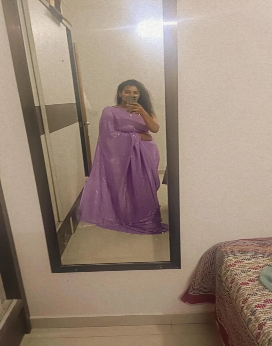 Purple Georgette Sequin Saree