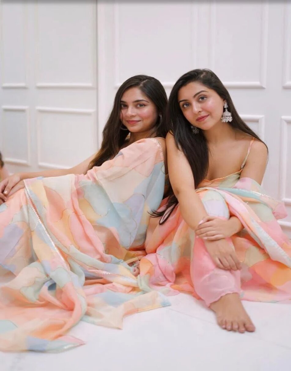 Candy Colour Pop Organza Suit