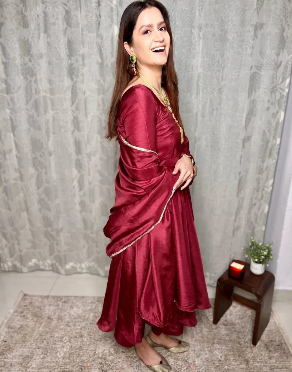 Maroon Uppada Silk Suit