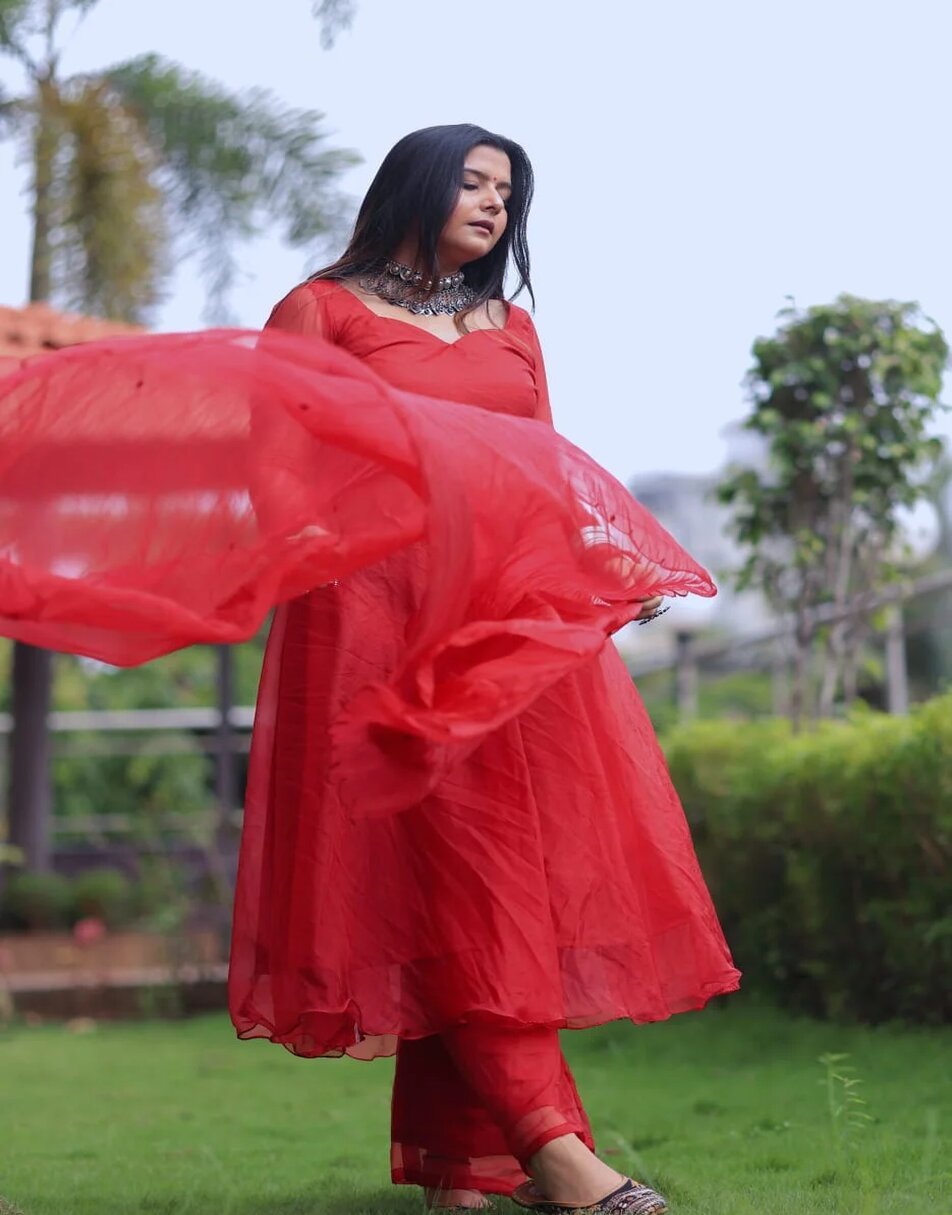 Blood Red Anarkali Suit