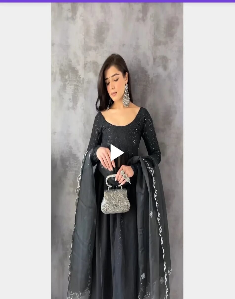 Black slit suit with embroidered dupatta