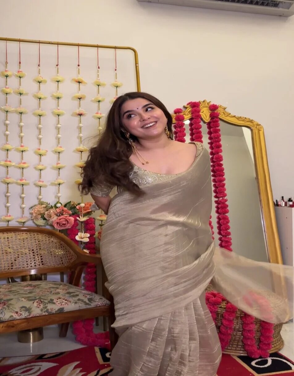 Meera zari tissue saree with embellished blouse