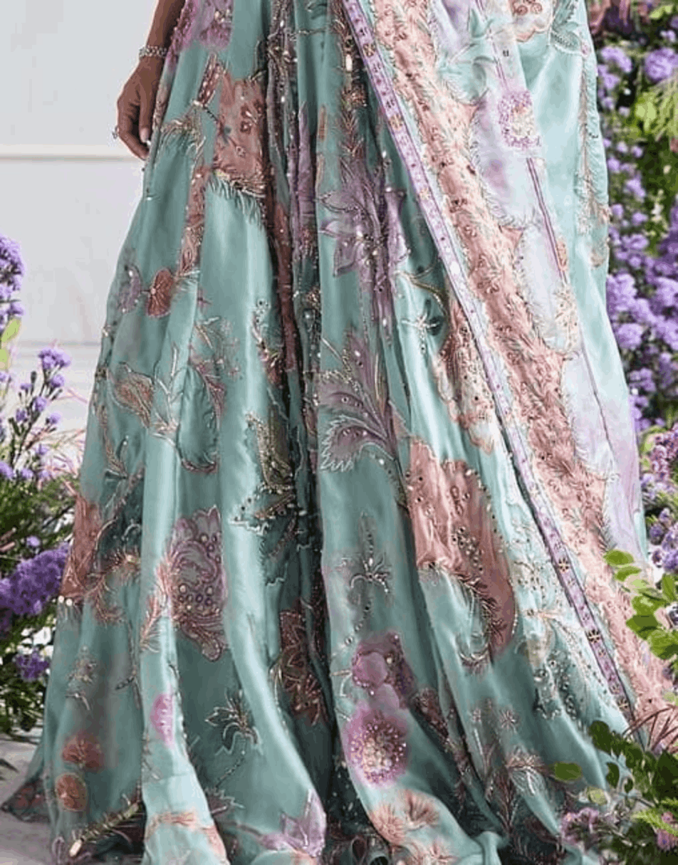 Floral hand embroidered lehenga