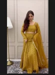 Golden Lucknowi Lehenga 1