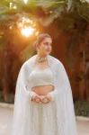 Icy blue lucknowi lehenga with hand embroidered dupatta 1