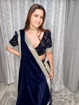 Navy blue embroidered velvet 1