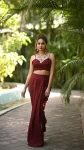 Maroon dhoti set with cape 1