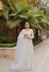 Icy blue lucknowi lehenga with hand embroidered dupatta 4