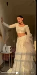 Off white luckwoni lehenga with embroidered blouse 3