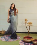 Black And Grey Pleated Saree 2