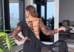 Black Ruffle Saree With Embroidered Blouse 3