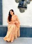 Golden tissue saree 3