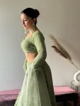 Mehendi coloured luckwoni lehenga price 3