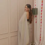 Grey tissue saree with velvet blouse 3