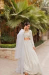 Icy blue lucknowi lehenga with hand embroidered dupatta 3