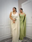 Tree Green Sequin Saree 1