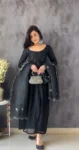 Black slit suit with embroidered dupatta 1