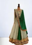 Bottle green anarkali suit with cape 1