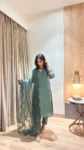 Bottle Green Uppada Silk suit 1
