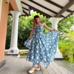 Cotton Blue Anarkali Suit 1