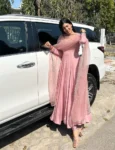 Pink uppada silk suit 1
