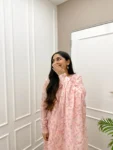 Pink Printed Anarkali Suit With Duppatta And Pant 2
