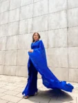 Roasted Blue Pleated Saree 3