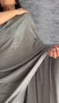 Silver Sequin Saree With Stiched Blouse 3
