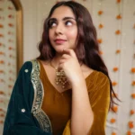 Mud Yellow Velvet Suit With Teal Blue Embroidered Dupatta 3