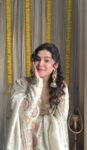 White Mirror Tissue Sharara Set With Heavy Embroidered Duppatta 5